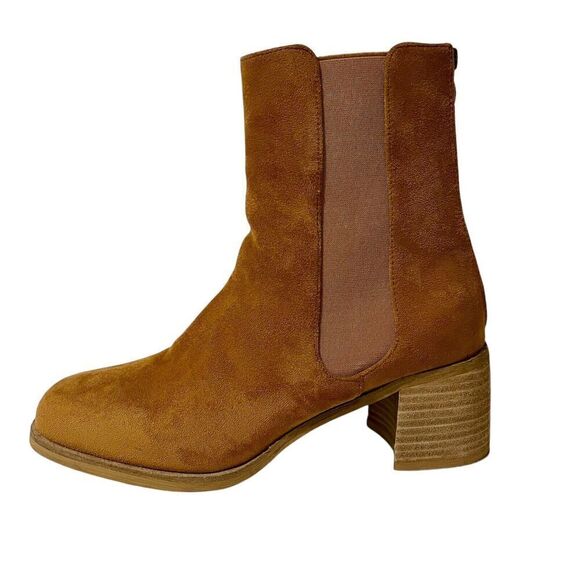 BEAST FASHION Chelsea Ankle Boots Womens Size 11 Suede Block Heel Zip Bo… - Picture 1 of 9